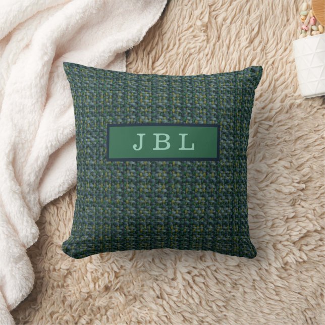 Oxford Tweed Monogram Throw Pillow (Blanket)