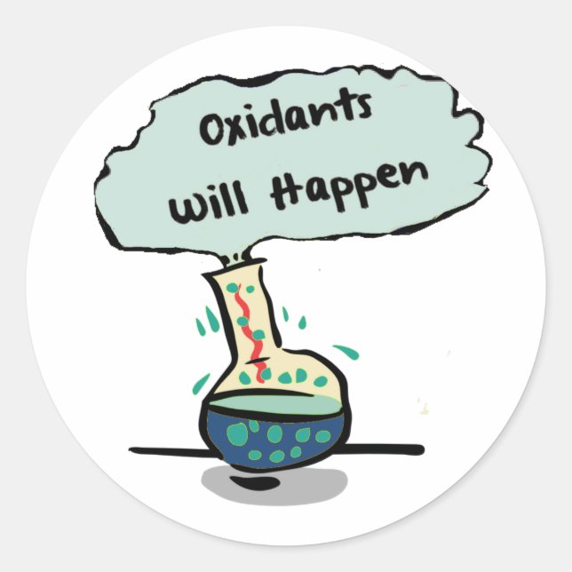 Oxidants Happen - Chemistry Humour Classic Round Sticker (Front)