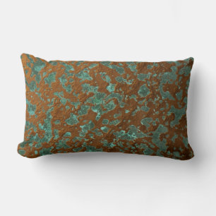 Oxidized Eroded Copper Metal Look Patina Texture Lumbar Pillow