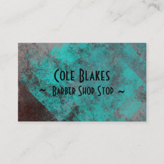 Oxidized Turquoise on Metal Barber Shop Card