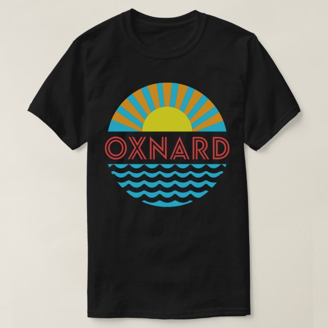 Oxnard Beach Sun And Waves T-Shirt (Design Front)