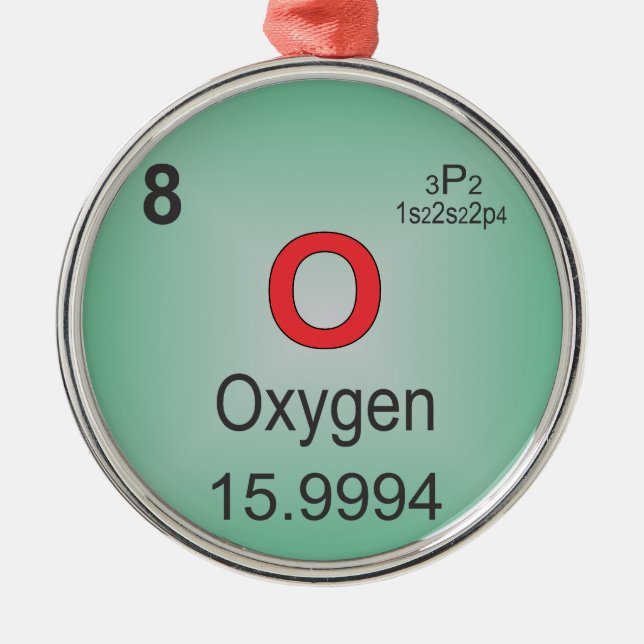 Oxygen Individual Element of the Periodic Table Metal Ornament (Front)