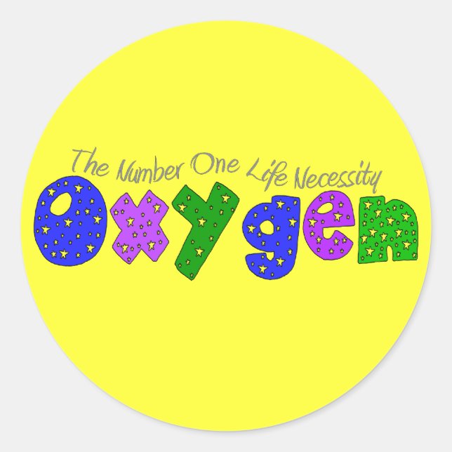 "Oxygen" Respiratory Therapist T-Shirts & Gifts Classic Round Sticker (Front)