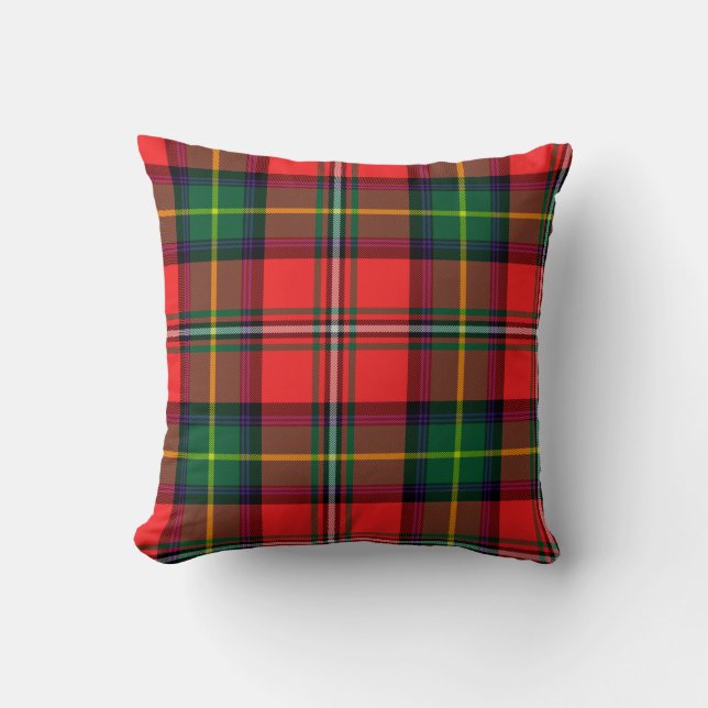 Oxygentees Tartan Red Plaid Throw Pillow (Front)