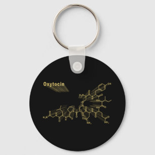 Oxytocin Hormone Structural chemical formula gold Keychain