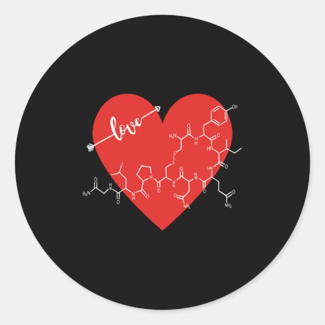 Oxytocin Love Hormone Valentines Day Love Hormone  Classic Round Sticker (Front)