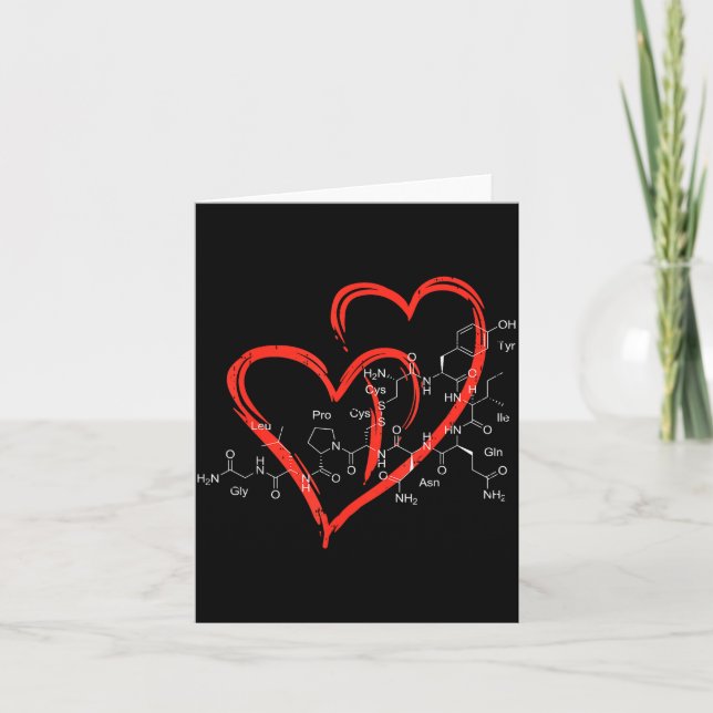 Oxytocin Molecules Heart Love Valentines Day Scien Card (Front)