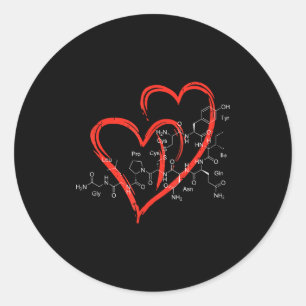 Oxytocin Molecules Heart Love Valentines Day Scien Classic Round Sticker