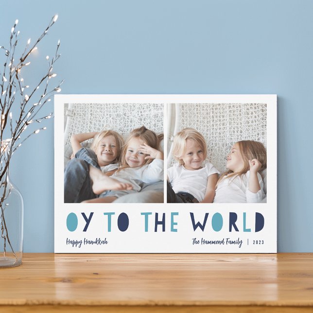 Oy to the World | 2 Photo Hanukkah Holiday Card (Creator Uploaded)