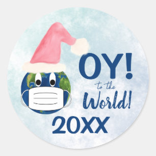OY to the World! Funny Pandemic 2020 Holiday Classic Round Sticker