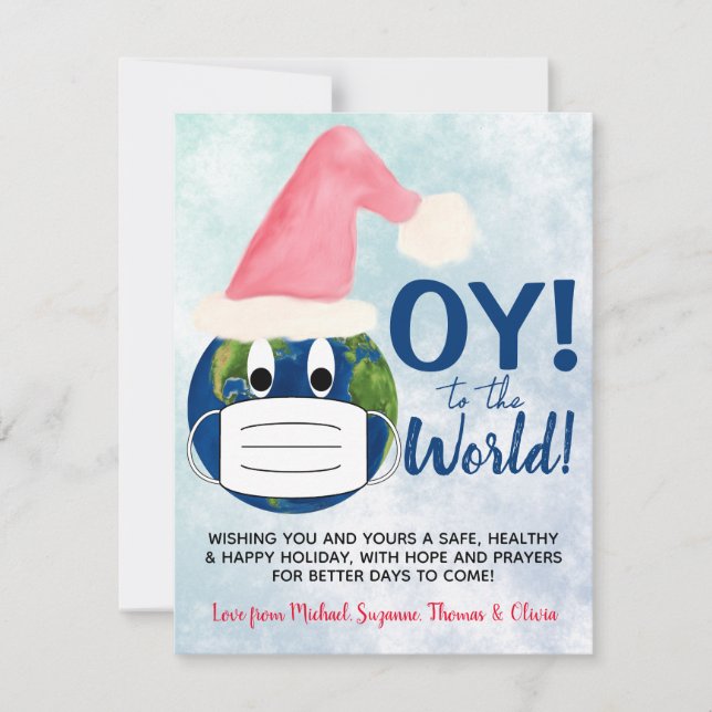 OY to the World! Funny Pandemic Christmas Photo Holiday Card (Front)