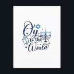 Oy to the World Hanukkah Jewish Funny  Holiday Postcard<br><div class="desc">Jewish holiday humour,  Hanukkah 2025,  menorah celebration,  oy vey joke,  Hanukkah pun,  Jewish Christmas parody,  holiday season Jewish humour,  festive Jewish saying,  menorah tee</div>