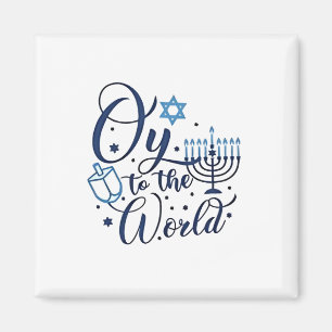 Oy to the World Hanukkah Jewish Funny Magnet