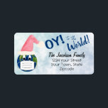 OY to the World Pandemic Holiday Return Address Label<br><div class="desc">This funny return address label is perfect for your pandemic Christmas, Hanukkah or general holiday mailings. It features a cute design with the planet earth wearing a Santa hat and a face mask, on a blue watercolor background. There is a caption above the address reading: OY to the World -...</div>