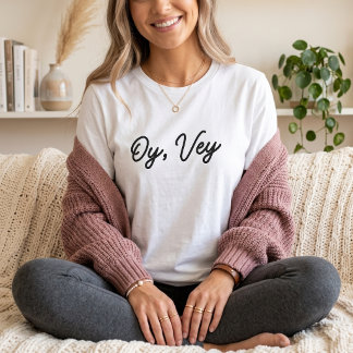 Oy Vey Funny Jewish Expression Minimalist Script T-Shirt