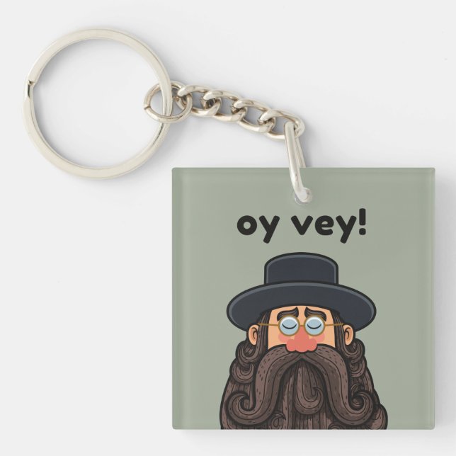 OY VEY! Funny RABBI Peronalized Keychain (Front)
