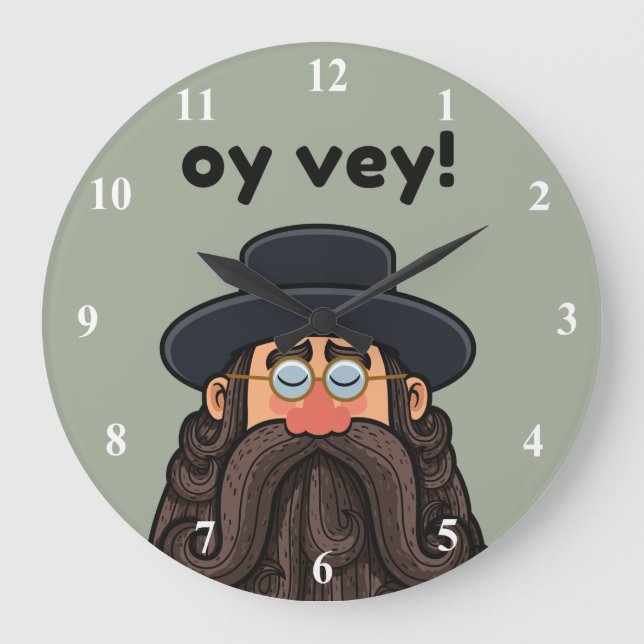OY VEY! Funny RABBI Peronalized Large Clock (Front)