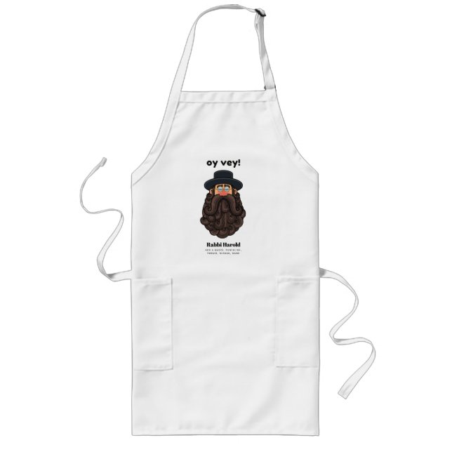 OY VEY! Funny RABBI Peronalized Long Apron (Front)