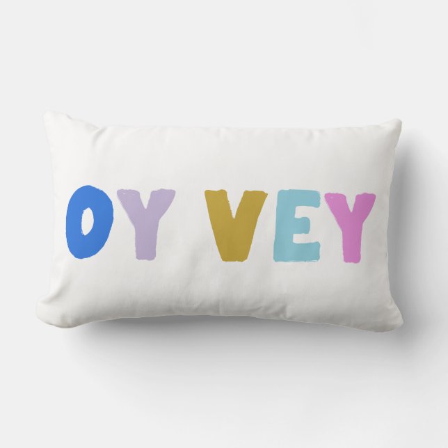 Oy Vey Funny Yiddish Expression Cute Colourful Lumbar Pillow (Front)
