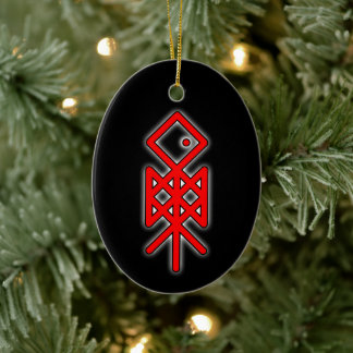 Oye Viking Bindrune Yule Ornement céramique Odin