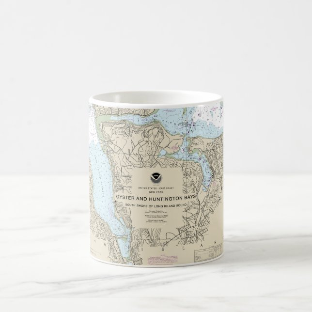 Oyster and Huntington Bays Nautical Chart 12365 Coffee Mug (Center)