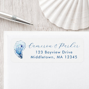Oyster Blue Watercolor Wedding Return Address