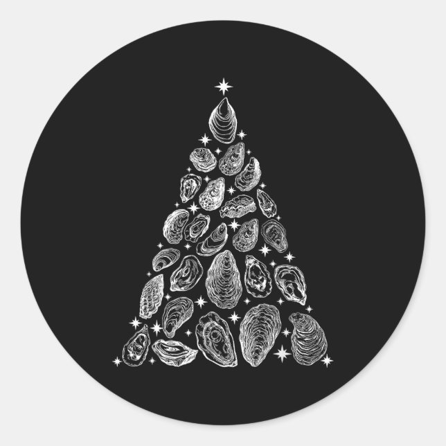 Oyster Christmas Tree Seafood Shellfish Holiday Be Classic Round Sticker (Front)