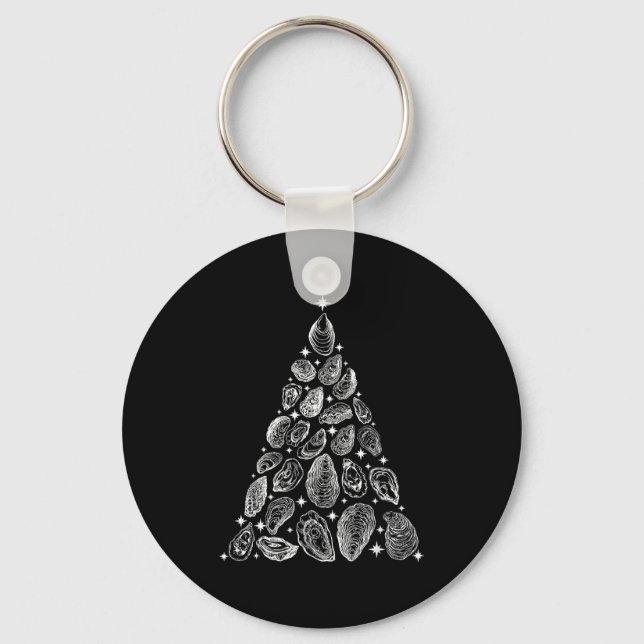 Oyster Christmas Tree Seafood Shellfish Holiday Be Keychain (Front)
