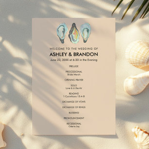Oyster Coastal Seaside Wedding Ceremony Program