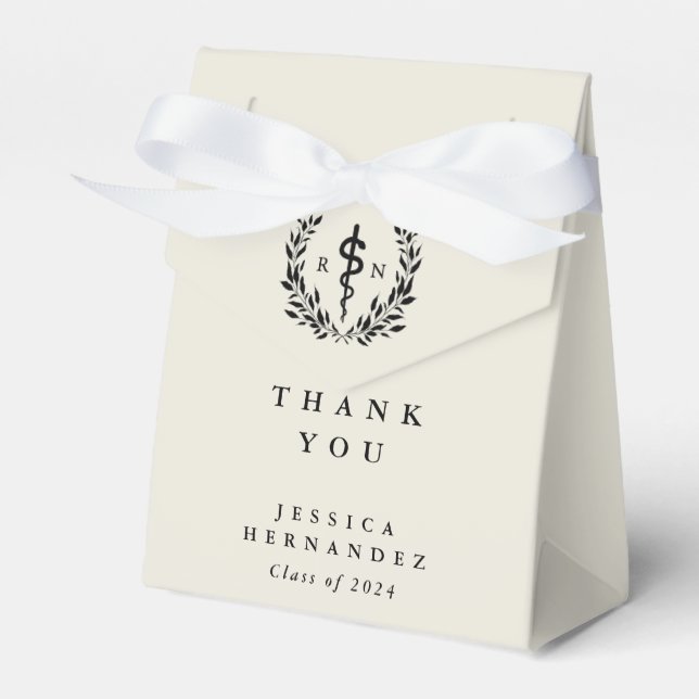 Oyster/Cream Registered Nurse Asclepius + Laurel Favor Box (Front Side)