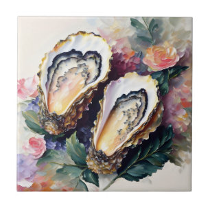 Oyster Floral Art Tile