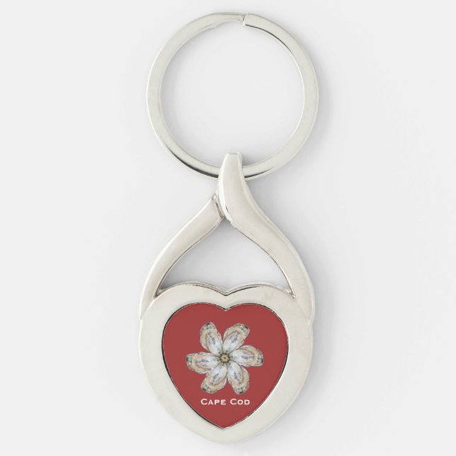 Oyster Flower Keychain - Design A Red (Front)
