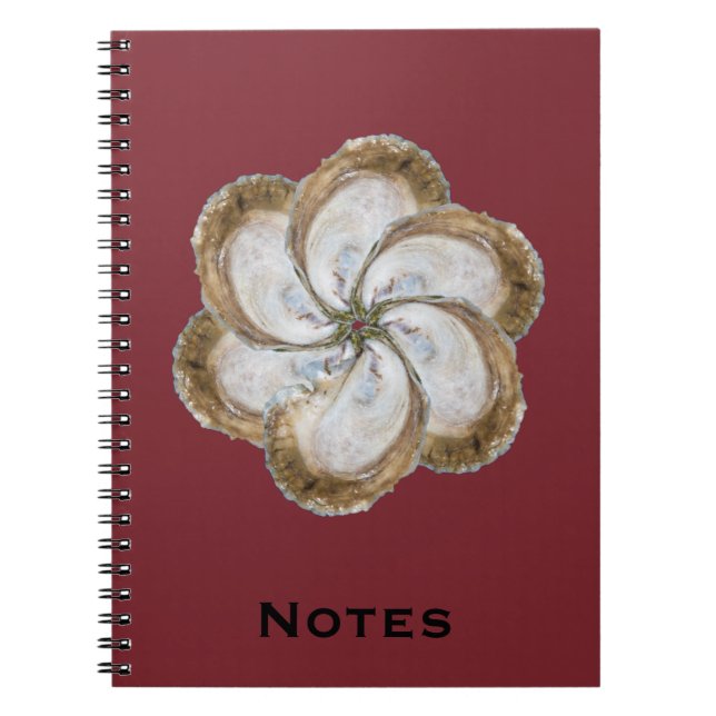 Oyster Flower Notebook - Design C Maroon (Front)