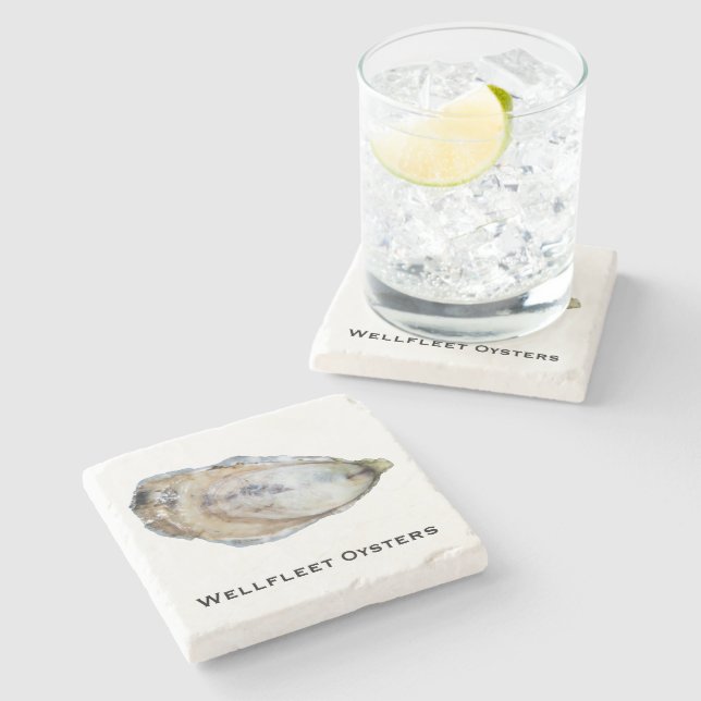 Oyster Marble Coaster - Design A (Side)
