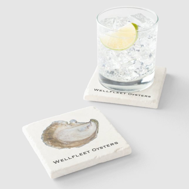 Oyster Marble Coaster - Design C (Side)