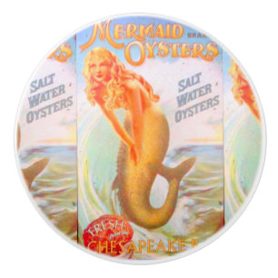 oyster mermaid ceramic knob
