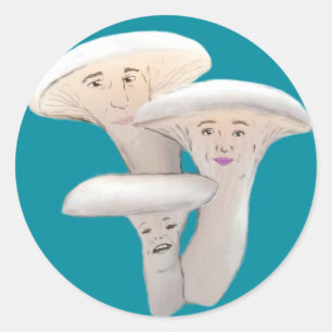 Oyster Mushroom People Cartoon Classic Round Sticker