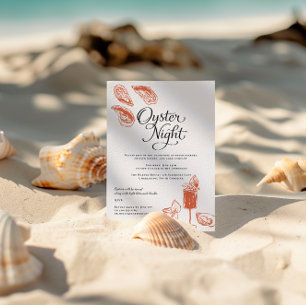 Oyster Night   Elegant Coastal Dinner Party Invitation