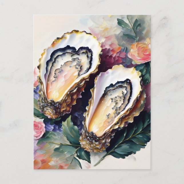 Oyster Oil Painting Botanical Art Postcard (Front)