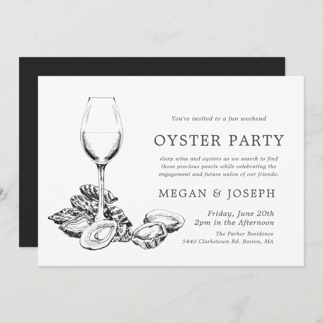 Oyster Pearl Engagement Dinner Invitation (Front/Back)