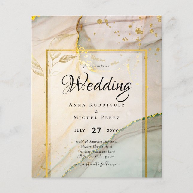 Oyster Pearl Gold WEDDING Alcohol Ink Abstract Flyer (Front)