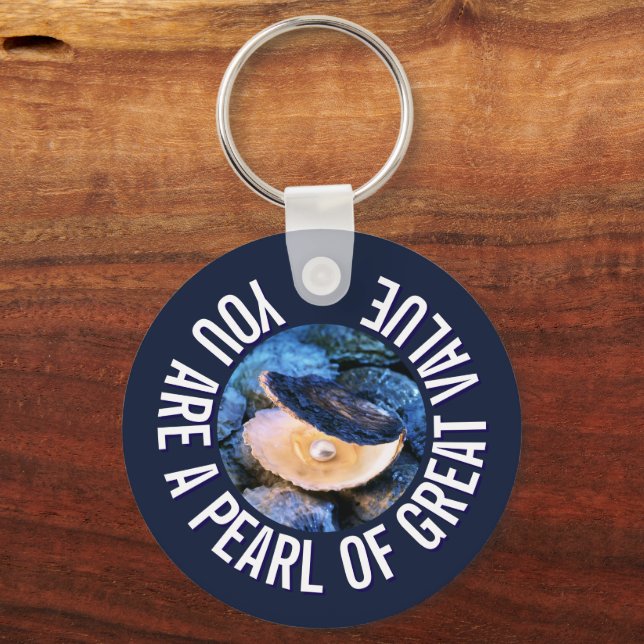 OYSTER Pearl of Great Value Custom Christian Keychain (Front)