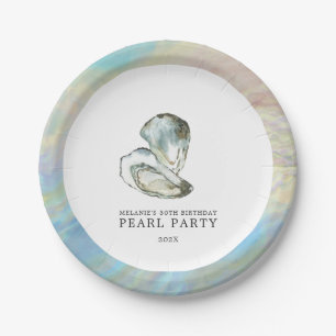 Oyster Pearl Party Dual Oysters   White Paper Plate