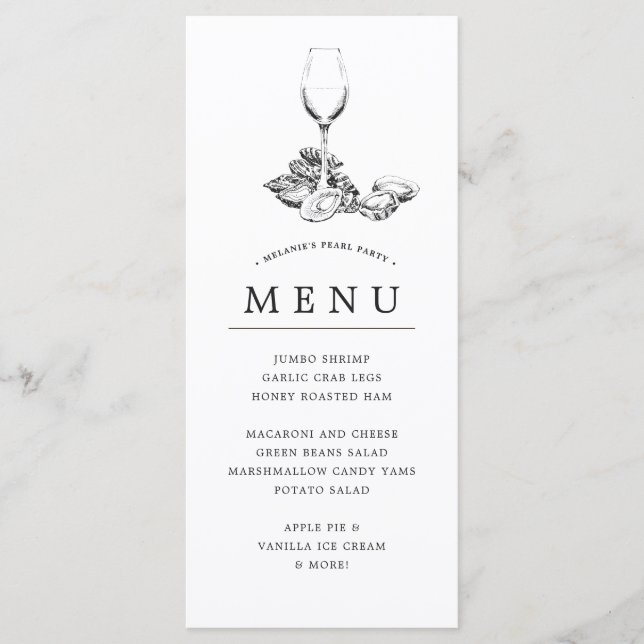 Oyster Pearl Party | Grey Theme Menu (Front)