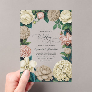 Oyster Pearl, Soft Taupe & Champagne Blush Wedding Acrylic Invitations