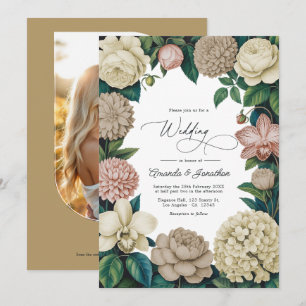 Oyster Pearl, Soft Taupe & Champagne Blush Wedding Invitation