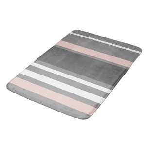 Oyster Pink and Grey Stripes Bath Mat