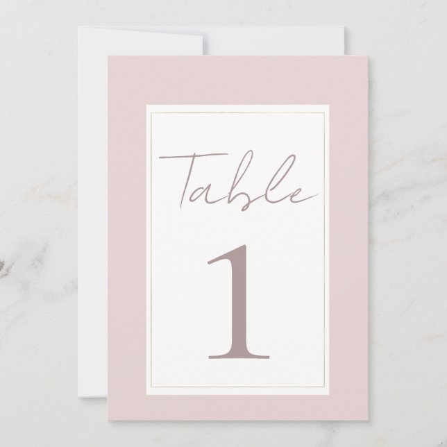 Oyster Pink & Gold Modern Mariage Numéro de table (Devant)