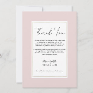 Oyster Pink Gold Modern Minimal Wedding Thank You Invitation