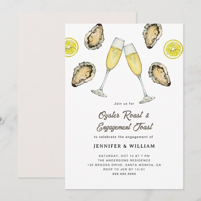 Oyster Roast Champagne Engagement  Invitation (Front/Back)